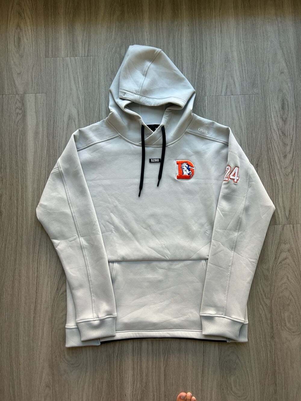 UNRL Denver Broncos 5280 Lightweight Pullover Hoodie Gray Size L